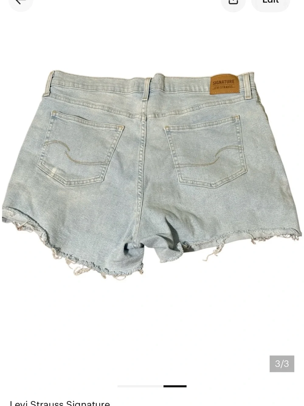 Signature by Levi Strauss Denim Shorts 18W Light Wash Frayed Raw Hem